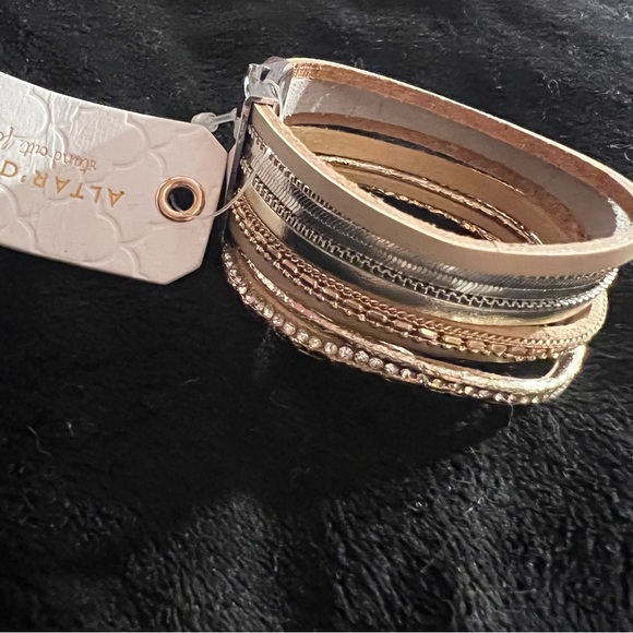 NWT altar’d state Leather Layer Cuff Bracelet Mixed Media Magnetic Close Bangle - Picture 5 of 5